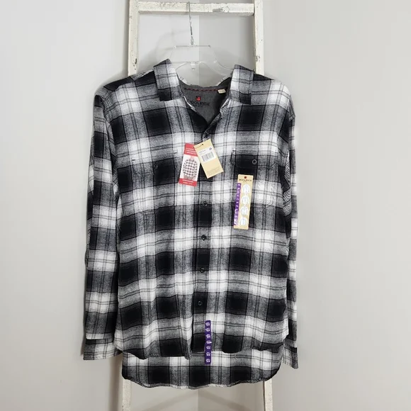 Woolrich top NWT men's XXL ultimate flannel button down black white - Picture 1 of 6